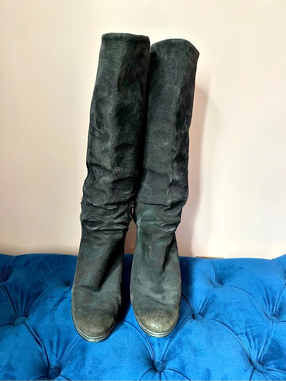 Vintage authentic Mid Calf Suede Boots US 8 Black